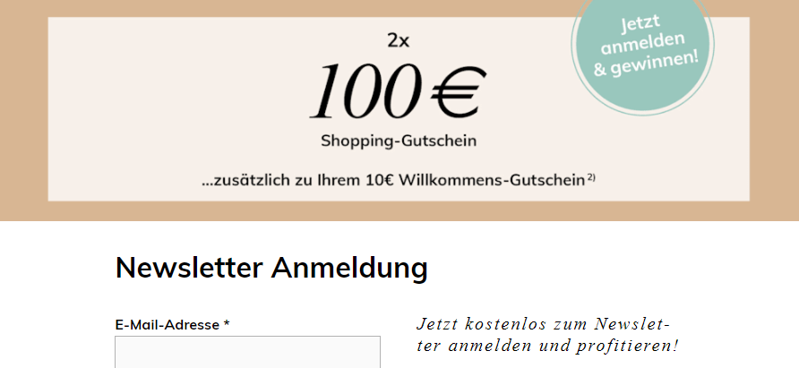 Melden Sie sich für den Newsletter an und erhalten Sie einen 10 € MONA Gutschein